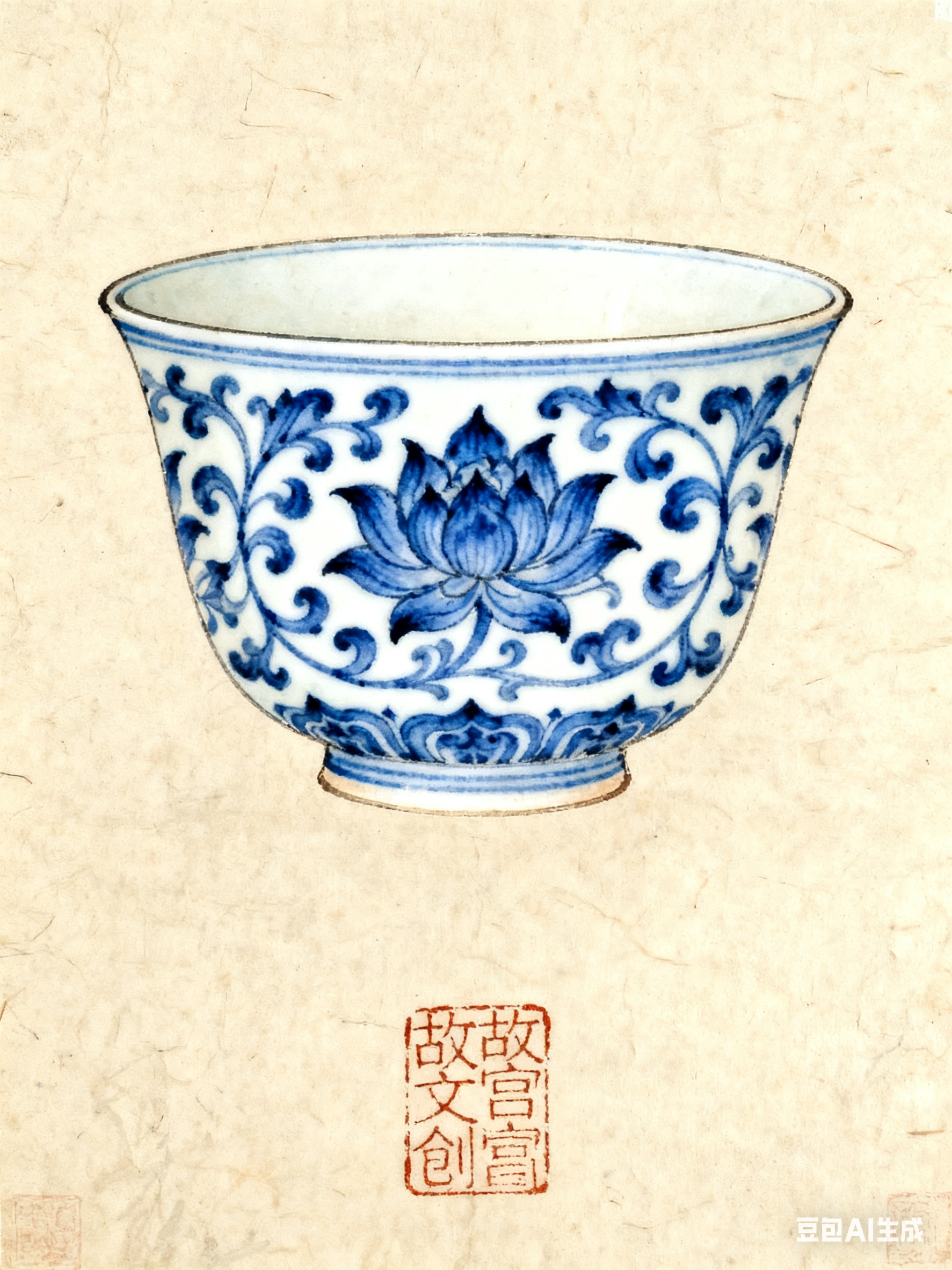 Palace Museum Blue and White Porcelain Teacup